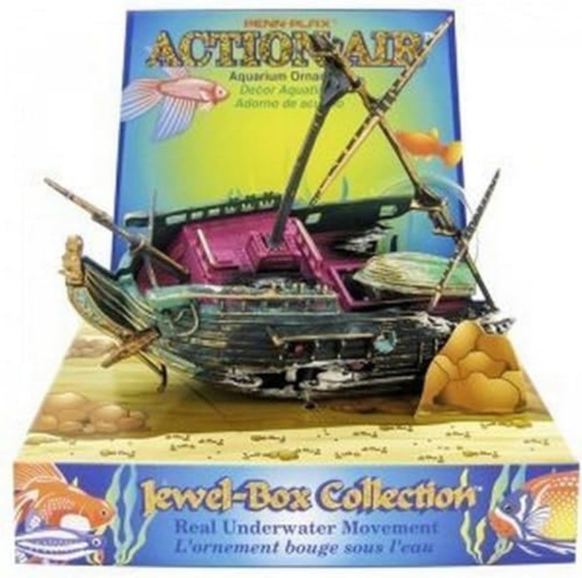 Action-Air Aerating Aquarium Ornament – Creates Movement in Fish Tank – Air Pump Driven – Skeleton at the Wheel