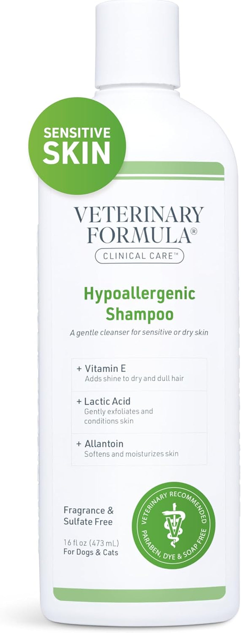 Clinical Care Hypoallergenic Shampoo for Dogs and Cats, 16 Oz – No Harsh Ingredients – Pet Shampoo for Allergies and Sensitive Skin, Promotes Healthy Skin and Coat