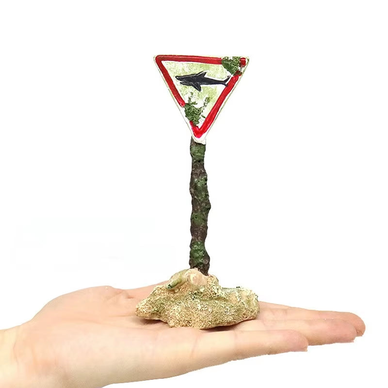 Resin Aquarium Decoration Ornaments Artificial Shark Warning Sign Landscaping Accessories for Fish Tank Aquarium Background