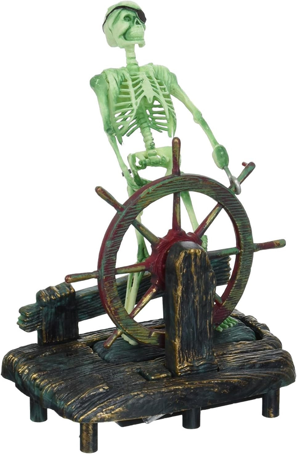 Action-Air Aerating Aquarium Ornament – Creates Movement in Fish Tank – Air Pump Driven – Skeleton at the Wheel