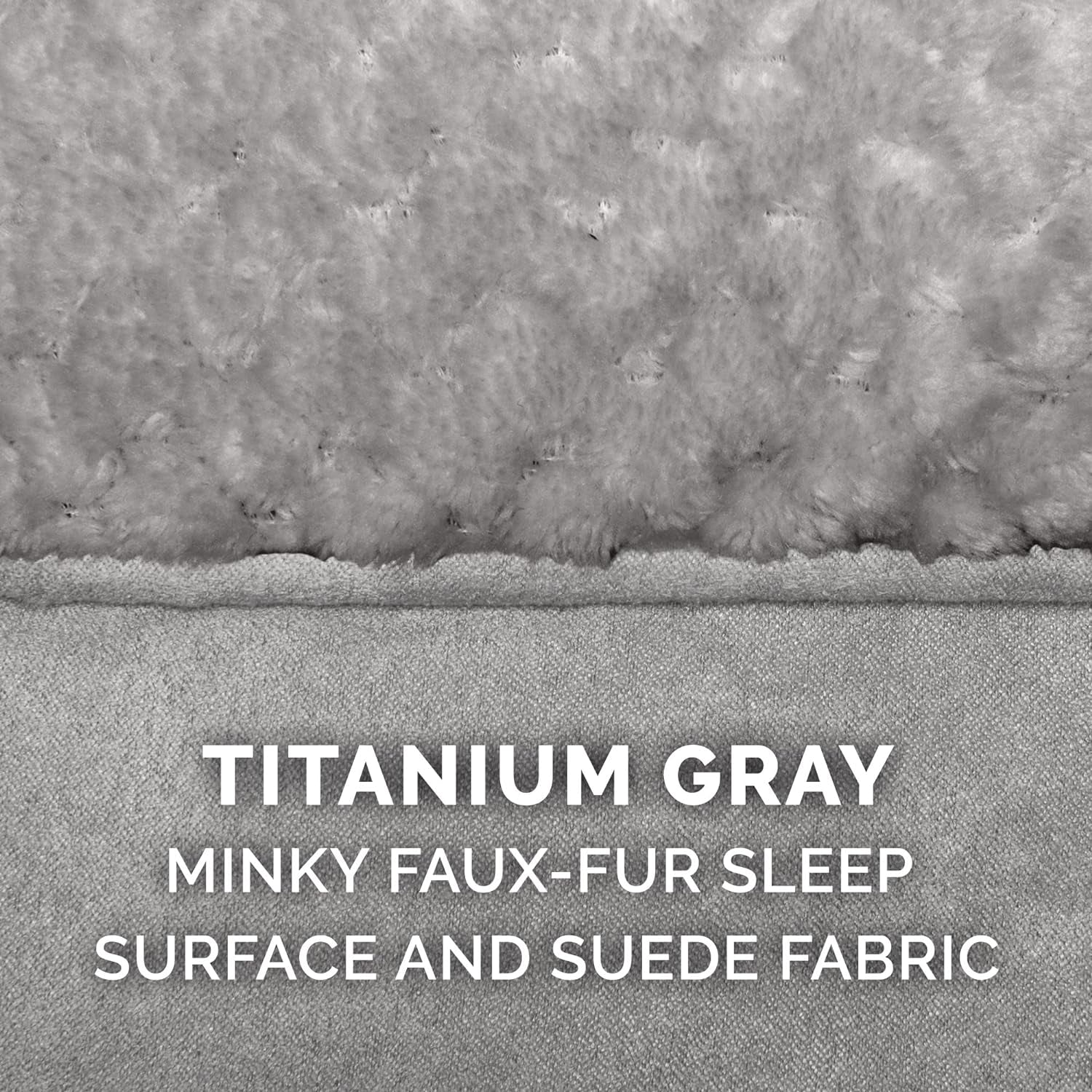 Pet Bed for Dogs and Cats - Plush Minky Faux Fur and Suede Pillow Top Cushion Mattress Egg Crate Orthopedic Dog Bed, Removable Machine Washable Cover - Titanium Gray, Medium