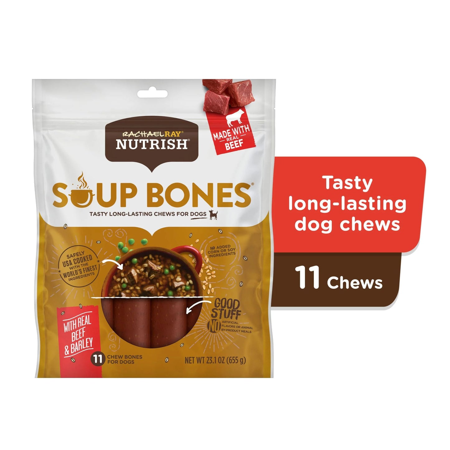 Rachael Ray  Soup Bones with Real Beef & Barley, 11 Dry Dog Chews