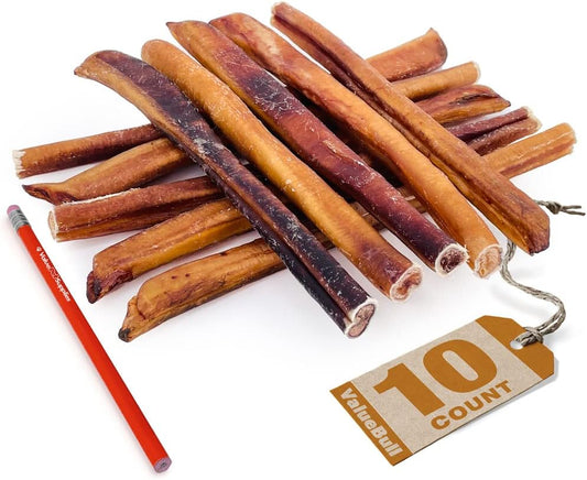 USA Bully Sticks, Jumbo 12 Inch, 10 Count - All Natural Dog Treats, 100% USA Beef Pizzles, Single Ingredient Rawhide Alternative