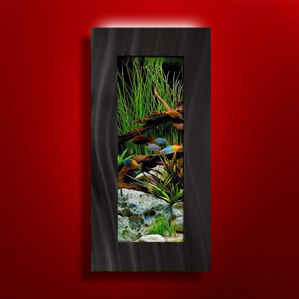 AA-VERTICALI-BBLACK 2.0 Wall Mounted Aquarium, Brushed Black