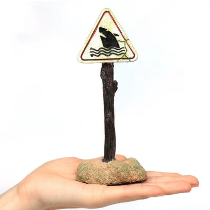 Resin Aquarium Decoration Ornaments Artificial Shark Warning Sign Landscaping Accessories for Fish Tank Aquarium Background