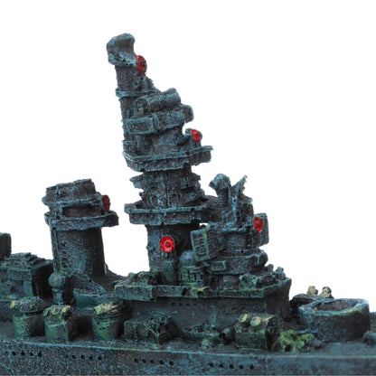 Deco-Replicas Sunken Battleship Aquarium Decor– Medium Resin - 2 In