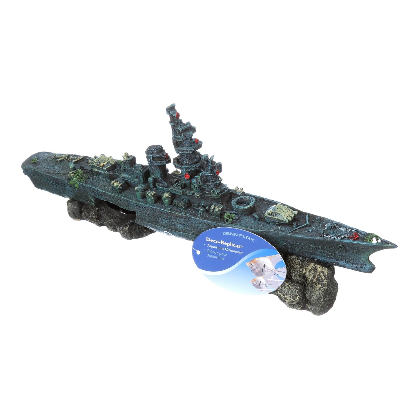 Deco-Replicas Sunken Battleship Aquarium Decor– Medium Resin - 2 In