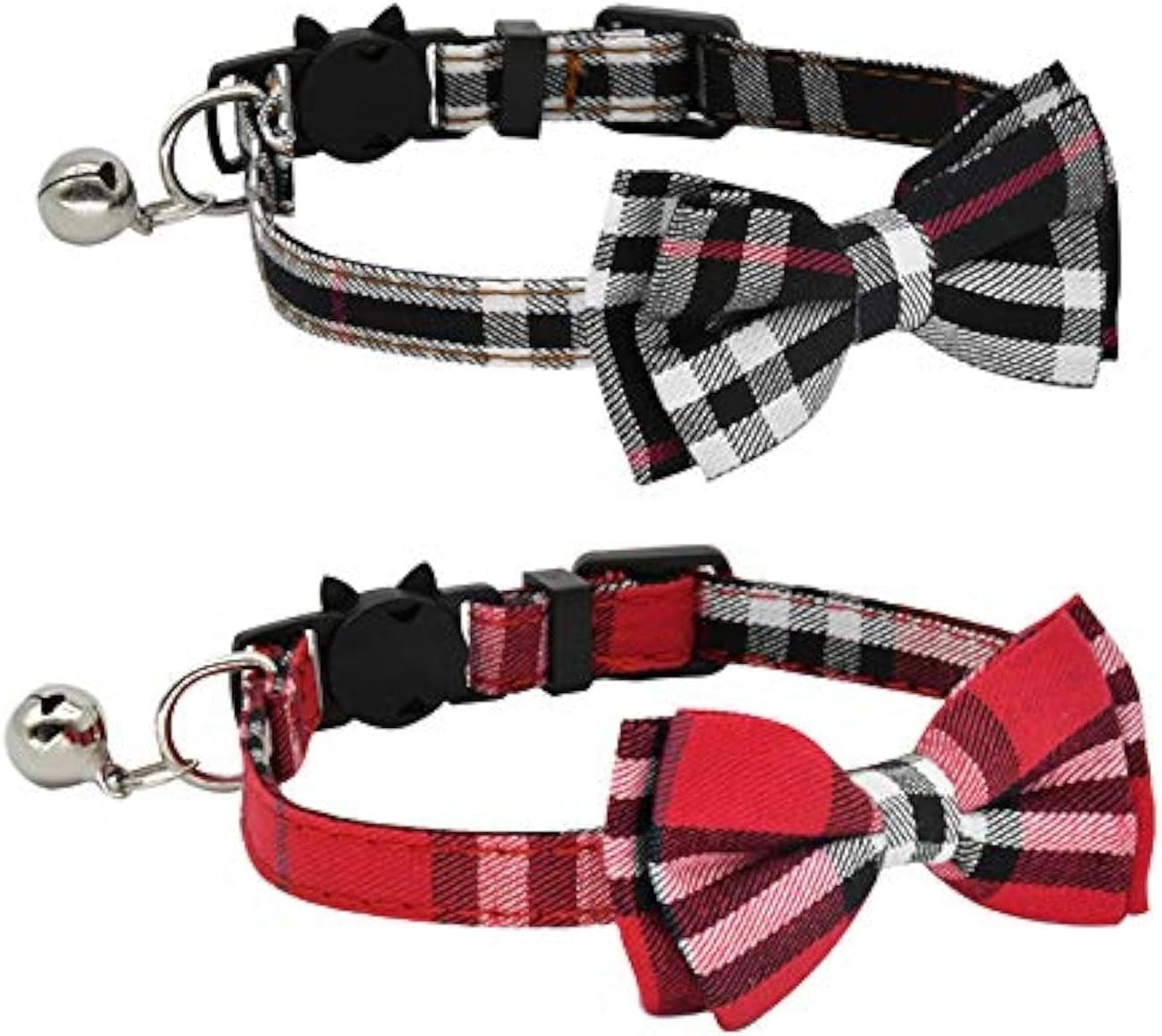 2 Pack/Set Cat Collar Breakaway with Cute  and Bell for Kitty and Some Puppies, Adjustable from 7.8-10.5 Inch