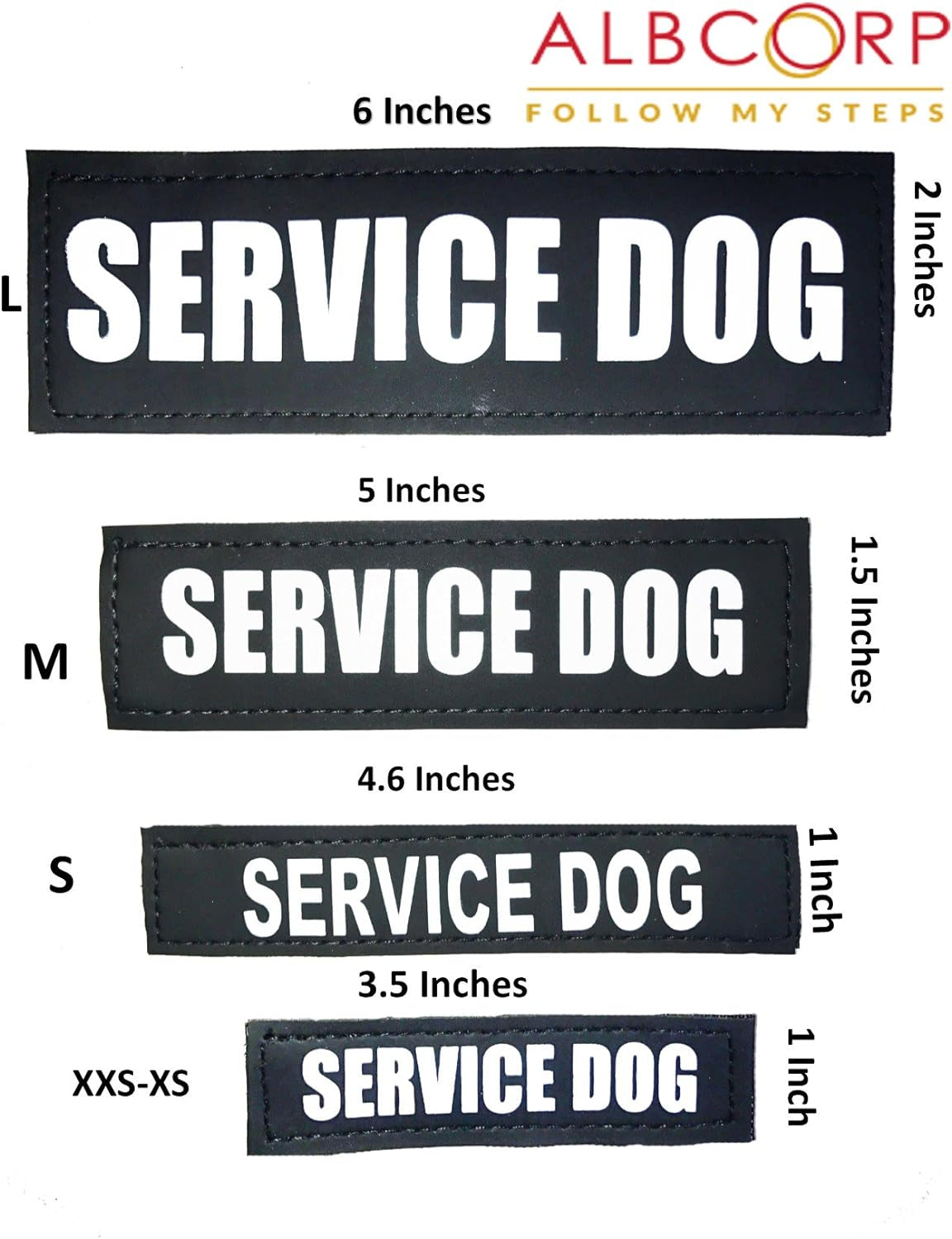 Reflective Service Dog Patches with Hook Backing for Service Animal Vests /Harnesses Small (4.6 X 1) Inch