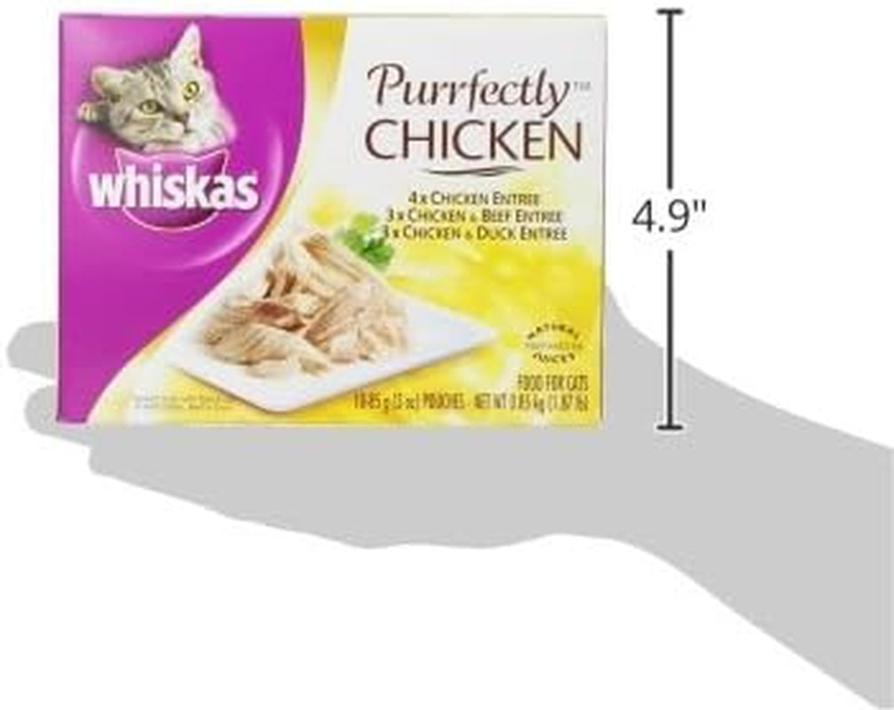 Purrfectly Chicken Variety Pack (4-Chicken, 3-Chicken & Beef, 3-Chicken & Duck) Food for Cats, 10-Count Packages (Pack of 4)