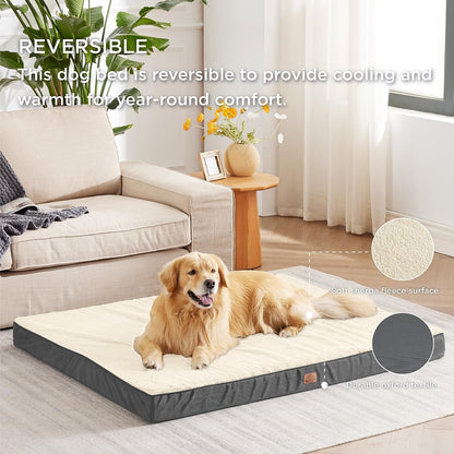 Large Dog Bed for Large Dogs up to 75Lbs - Big Orthopedic Dog Beds with Removable Washable Cover, Egg Crate Foam Pet Bed Mat, Grey